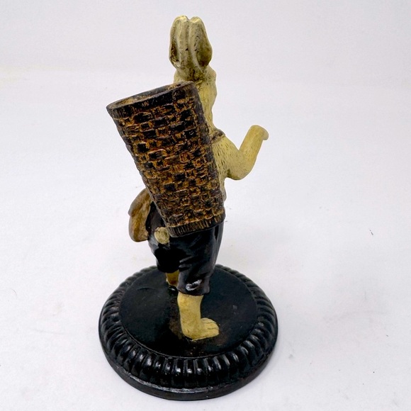 Vintage Rabbit Figurine Basket Carrier Woodland Bunny Cottagecore Decor - Picture 3 of 7